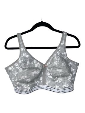 Lane Bryant Cacique Gray Floral Print Unlined Full Coverage No-Wire Bra 42G